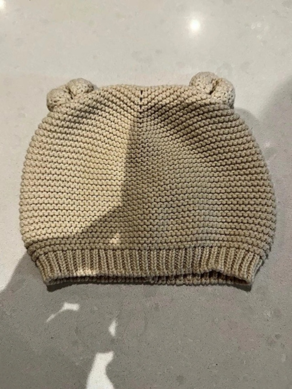 Baby Gap Knit Bear Ear Beanie Cream 3-6 Months